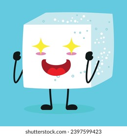 Cute excited sugar character. Funny electrifying ingredient cartoon emoticon in flat style. closet vector illustration