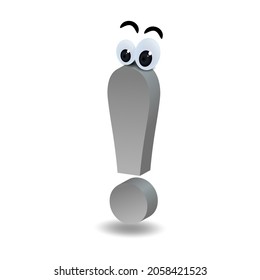 Cute Exclamation Mark Cartoon Character. Vector Illustration Isolated On Transparent Background. EPS 10.