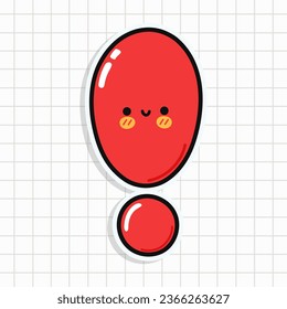 Cute Exclamation point sticker character. Vector hand drawn cartoon kawaii character illustration icon. Happy Exclamation point sticker character concept