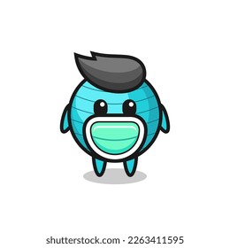 cute exercise ball cartoon wearing a mask , cute style design for t shirt, sticker, logo element