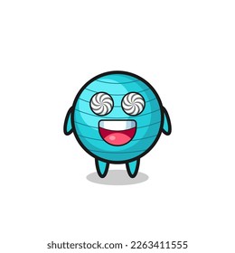 cute exercise ball character with hypnotized eyes , cute style design for t shirt, sticker, logo element