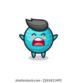 cute exercise ball mascot with a yawn expression , cute style design for t shirt, sticker, logo element