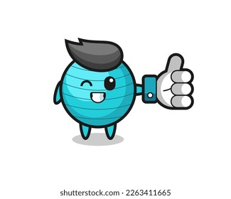 cute exercise ball with social media thumbs up symbol , cute style design for t shirt, sticker, logo element