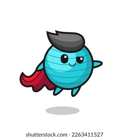 cute exercise ball superhero character is flying , cute style design for t shirt, sticker, logo element