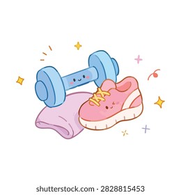 Cute Exercise Dumbbell and Shoes