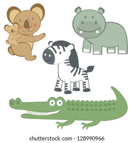 Cute Exotic animals set