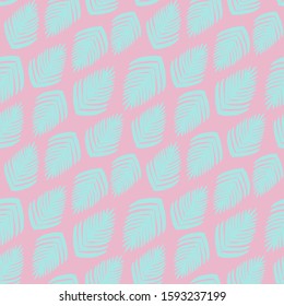 Cute exotic floral tropical palm for fabric and textile. Palm leaves background. Pattern vector seamless on the blue background