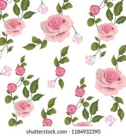 cute exotic roses with branches leaves