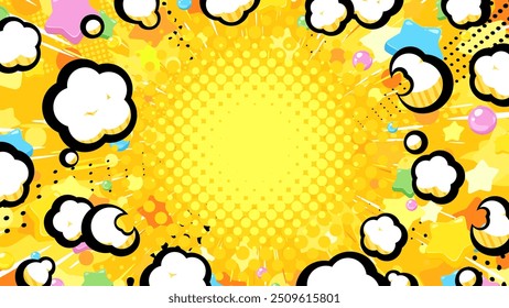 Nette Explosion Hintergrund Illustration mit Rauch und Sterne Ausbreitung_16:9