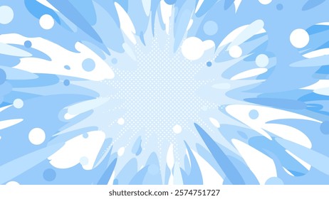 Cute explosion effect blue background illustration_16:9