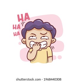 The cute expression of the boy laughing