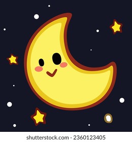 Cute Expression Cartoon Space Planets and Stars Vector for Children