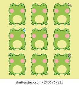 Cute expression frog collection set