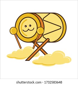 Cute Expression of Golden Ramadan Mosque Drum Vector Design