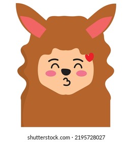 Cute Expression Head Llama funny cartoon vector