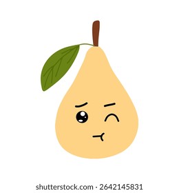 cute expression pear cartoon character. emoticon stock element