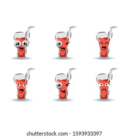 cute expressions apple juice mascot design vector collection