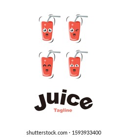 cute expressions apple juice mascot design vector collection
