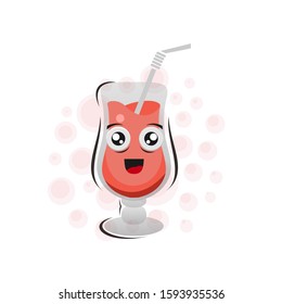 cute expressions apple juice mascot design vector