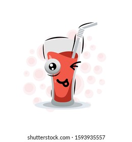 cute expressions apple juice mascot design vector