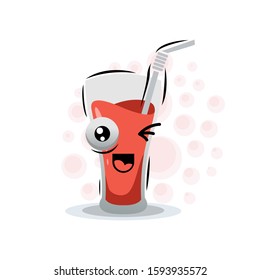 cute expressions apple juice mascot design vector