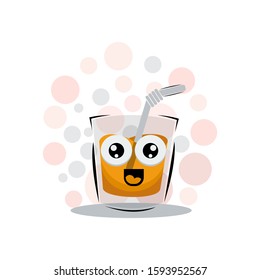 cute expressions orange juice mascot design vector