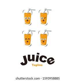cute expressions orange juice mascot design vector