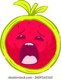 Cute And Expressive Watermelon Stickers. Neon Flame Emotions