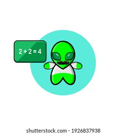 Cute extraterrestrial character teaching illustration design