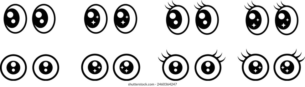 Conjunto de iconos de Vector de área de ojos lindo