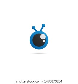 Cute Eye Cartoon Logo Design Template, Company Logo Concept, Vector Icon, Blue, Black, Ellipse
