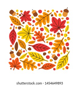 Cute eye catching bright botanical Autumn Leaves background in traditional colors can be used for shopping sale or promo poster and frame leaflet or web banner