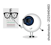 Cute eye with glasses with Eye care test board 