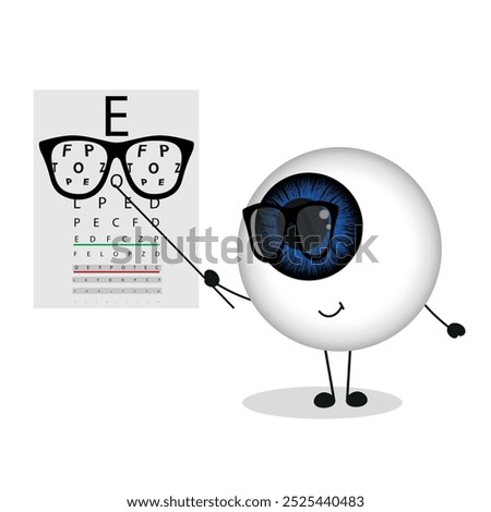 Cute eye with glasses with Eye care test board 