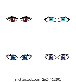 Cute eye icons set cartoon vector. Cartoon eye expressing different emotion. Face element