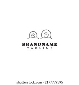cute eye logo cartoon icon design template black modern isolated vector illustration