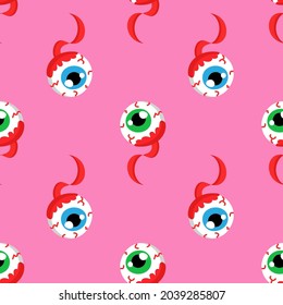 Cute Augenbälle, Vektorgrafik zwischen nahtlosen Mustern auf rosafarbenem Hintergrund