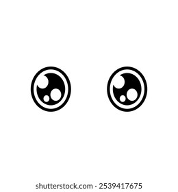 Cute eyes. Black and white vector illustration, coloring page, icon.