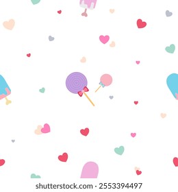 Cute fabric pattern for children, ice cream, bright, vector, background, pattern