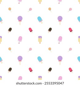 Cute fabric pattern for children, ice cream, bright, vector, background, pattern