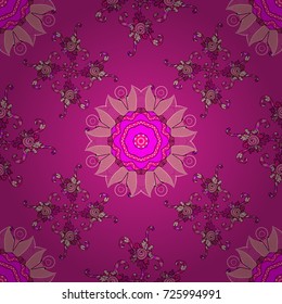 Cute fabric pattern. Doodle flower. Vector illustration. Colour Spring Theme seamless pattern Background. Zentangle abstract flowers. Flat Flower Elements Design.