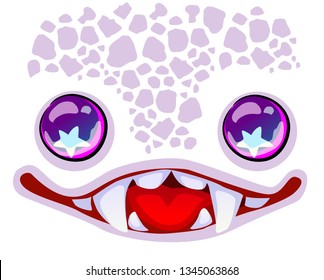 Cute face of an alien reptile with big eyes. Monster face for your design. EPS 10