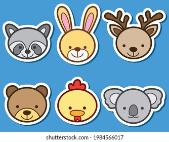 Cute face animal with blue background