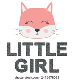 Cute face of an animal with lettering. Scandinavian style and pastel palette. baby posters, cards, clothes, childrens rooms