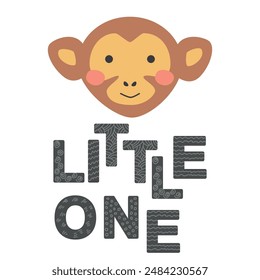 Cute face of an animal with lettering. Scandinavian style and pastel palette. baby posters, cards, clothes, childrens rooms