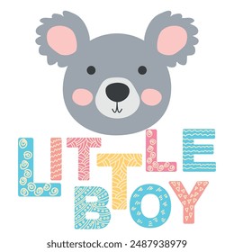 Cute face of an animal with lettering. Scandinavian style and pastel palette. baby posters, cards, clothes, childrens rooms