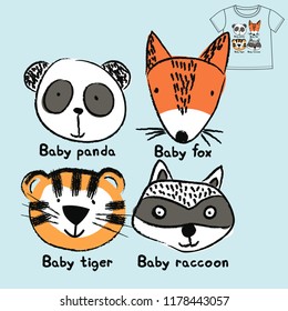 Cute face animal print for t-shirt