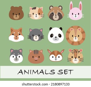 süße Gesichtstiere-Set-Illustration