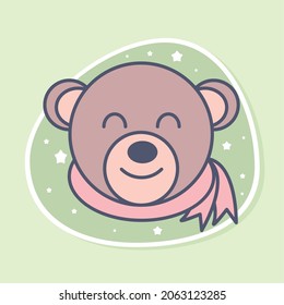 icono de la caricatura del oso de la cara lindo