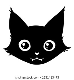 cute face of a black cat with big eyes
